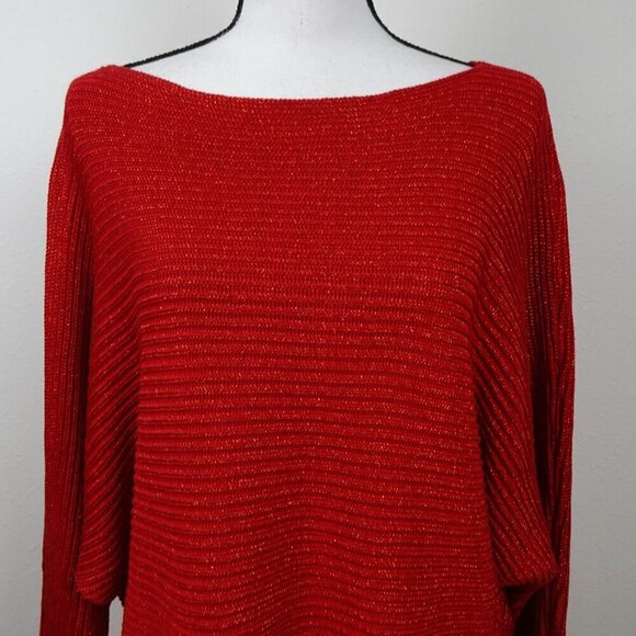 Ralph Lauren Metallic Sweater Top Women's Plus Size 2X Red Boat Neck - Picture 3 of 12